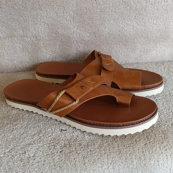 Flat Slipper Wedge Strap Rope Sandal M Brown - Picture 2 of 14